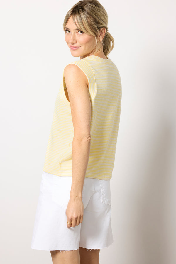 Everve Sunwashed Slub Muscle Tank Sunshinestripe