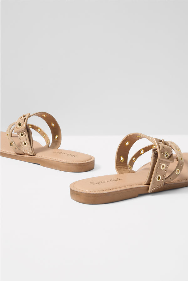 Everve Sutton Stud Sandal Honeybeige
