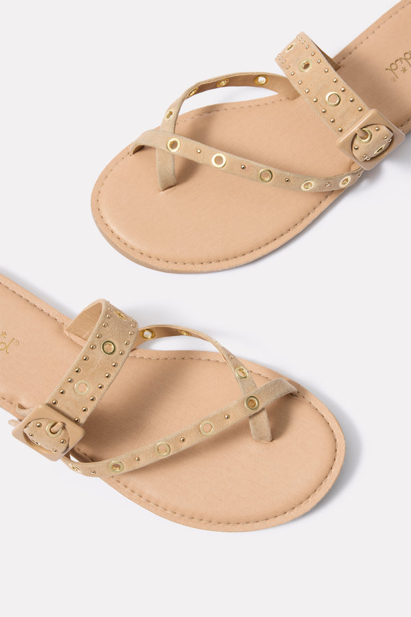 Everve Sutton Stud Sandal Honeybeige