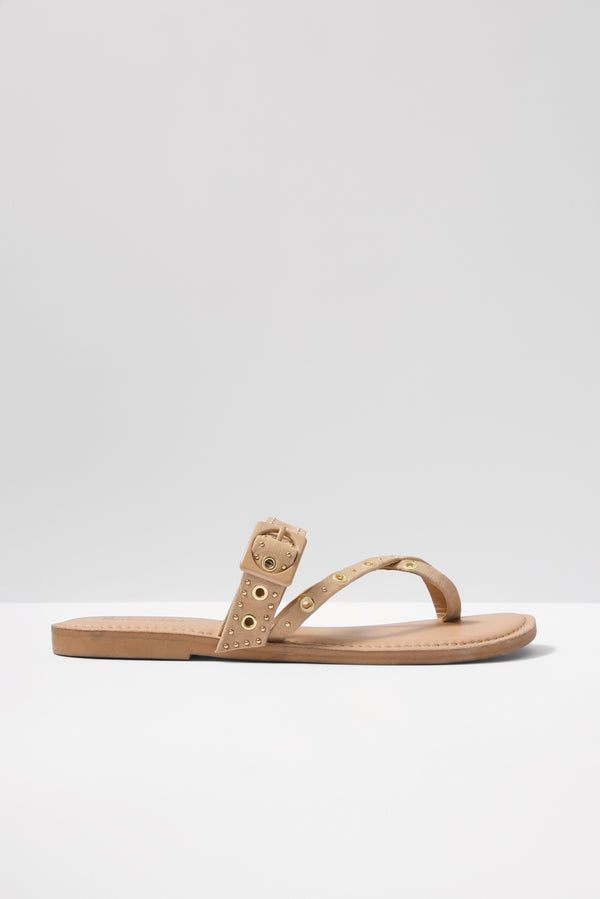 Everve Sutton Stud Sandal Honeybeige