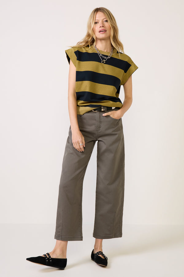 Everve Sutton Sweatshirt Navy/Olivestripe