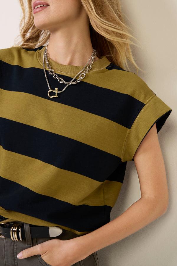 Everve Sutton Sweatshirt Navy/Olivestripe