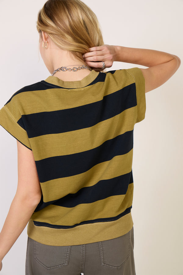 Everve Sutton Sweatshirt Navy/Olivestripe