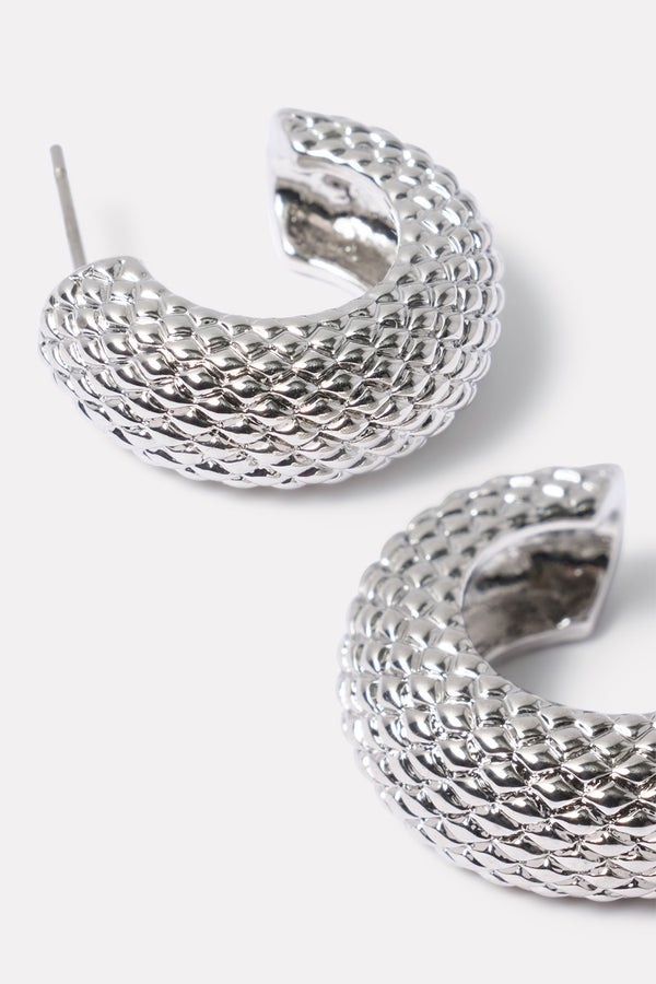 Everve Sutton Textured Hoop Silver