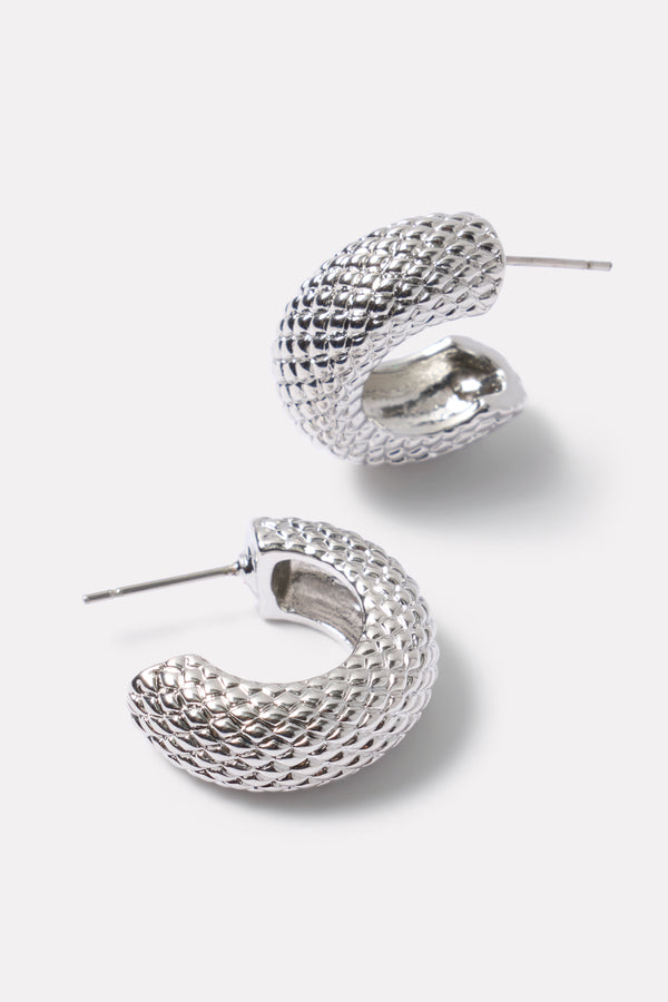 everve Sutton Textured Hoop Silver