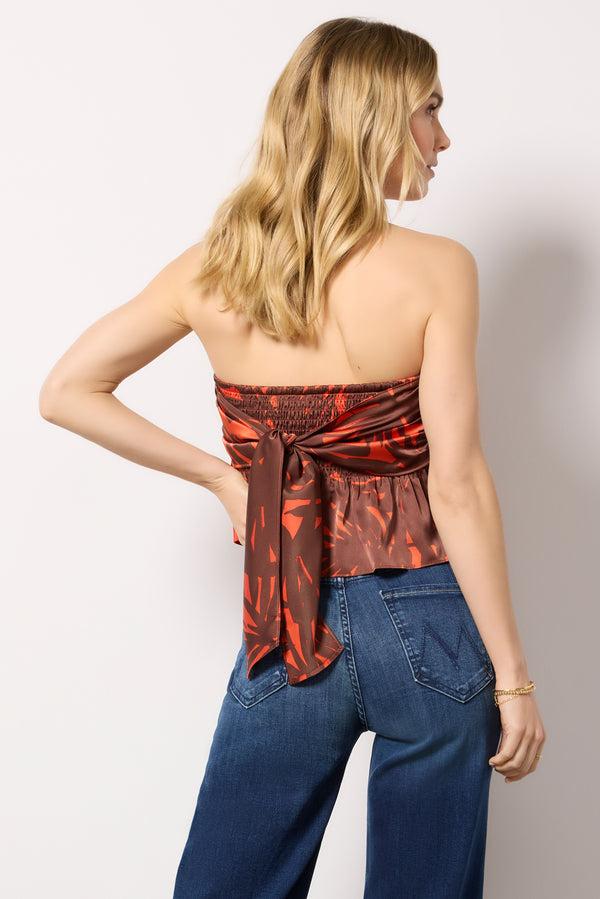 Everve Talen Tropical Print Tube Top Palmprint