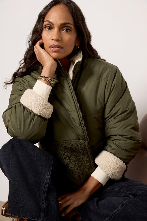 Everve Tasha Puffer Jacket Army