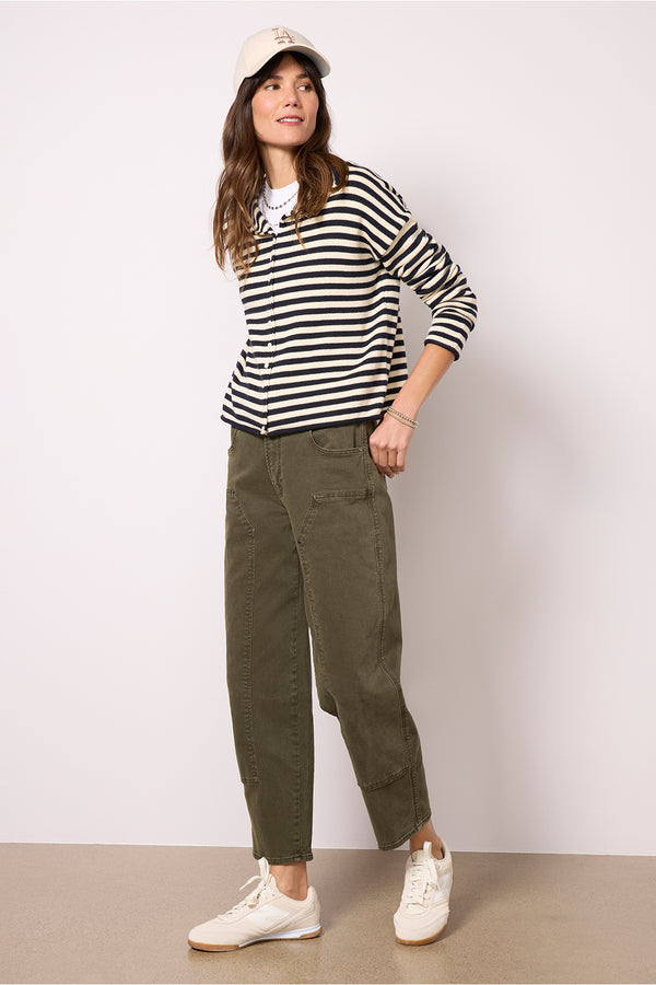 Everve Taylor Cardigan Navy/Ivorystripe