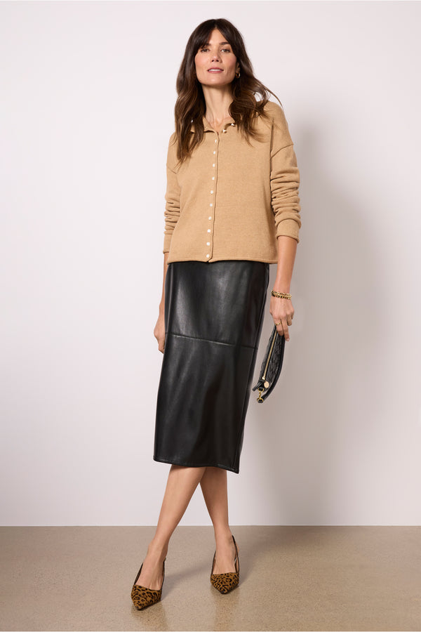 Everve Taylor Roll Neck Cardigan Camel