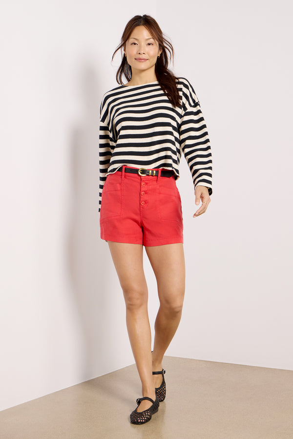Everve Taylor Stripe Top Black/Naturalstripe