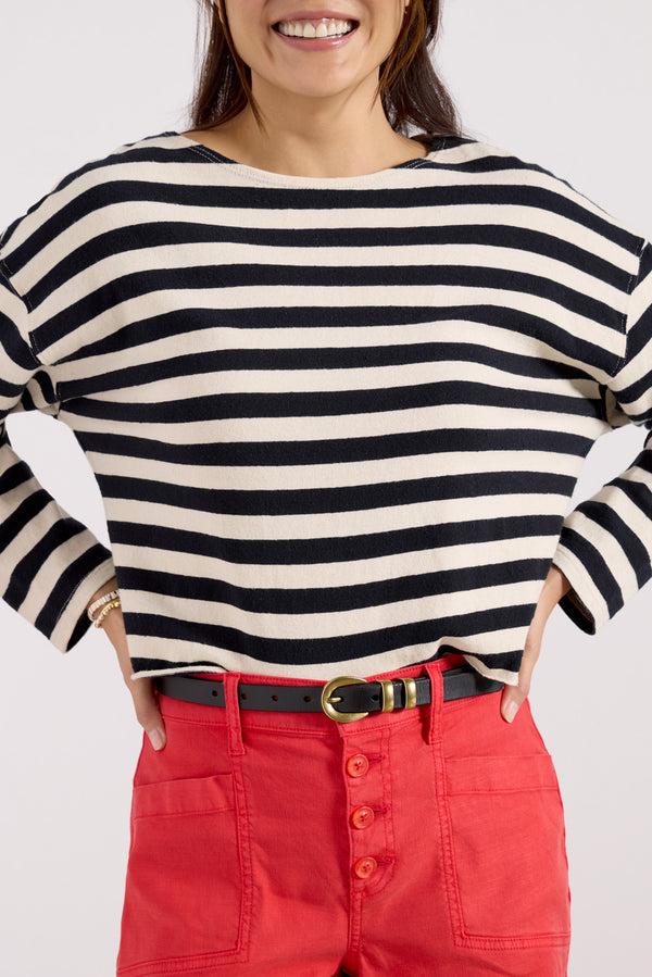Everve Taylor Stripe Top Black/Naturalstripe