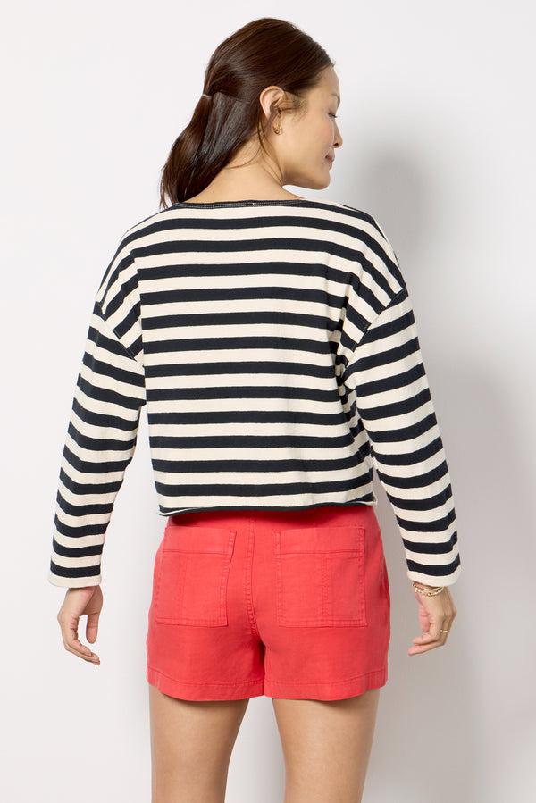 Everve Taylor Stripe Top Black/Naturalstripe