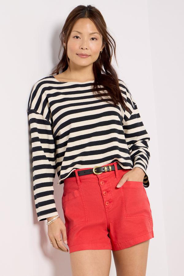 everve Taylor Stripe Top Black/Naturalstripe