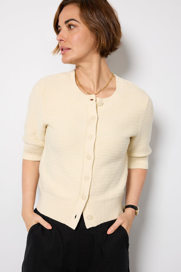 Everve Textured Short Sleeve Cardi Muslin