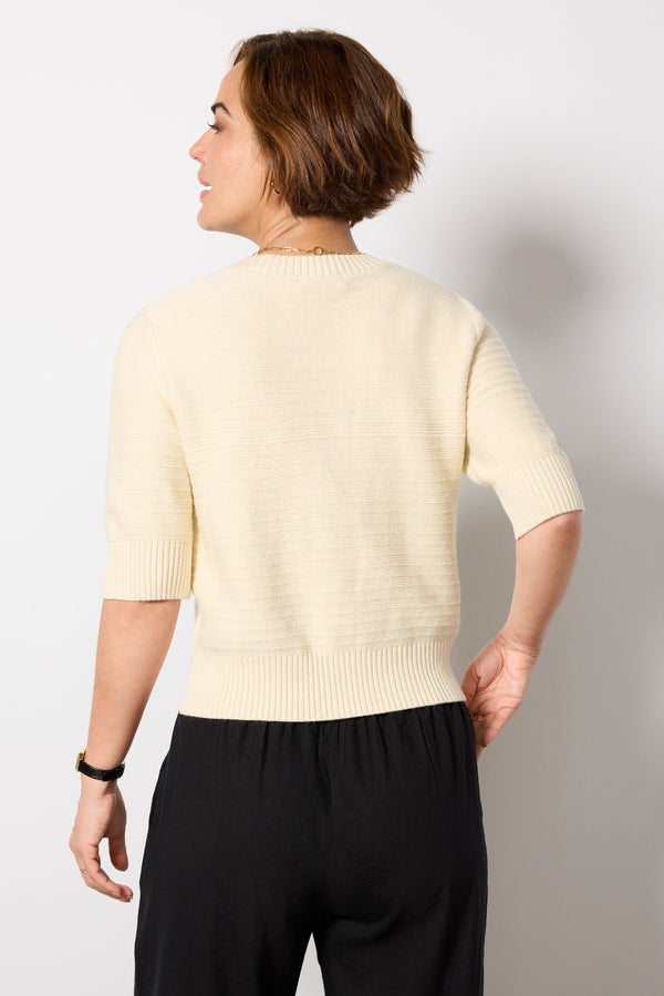 Everve Textured Short Sleeve Cardi Muslin