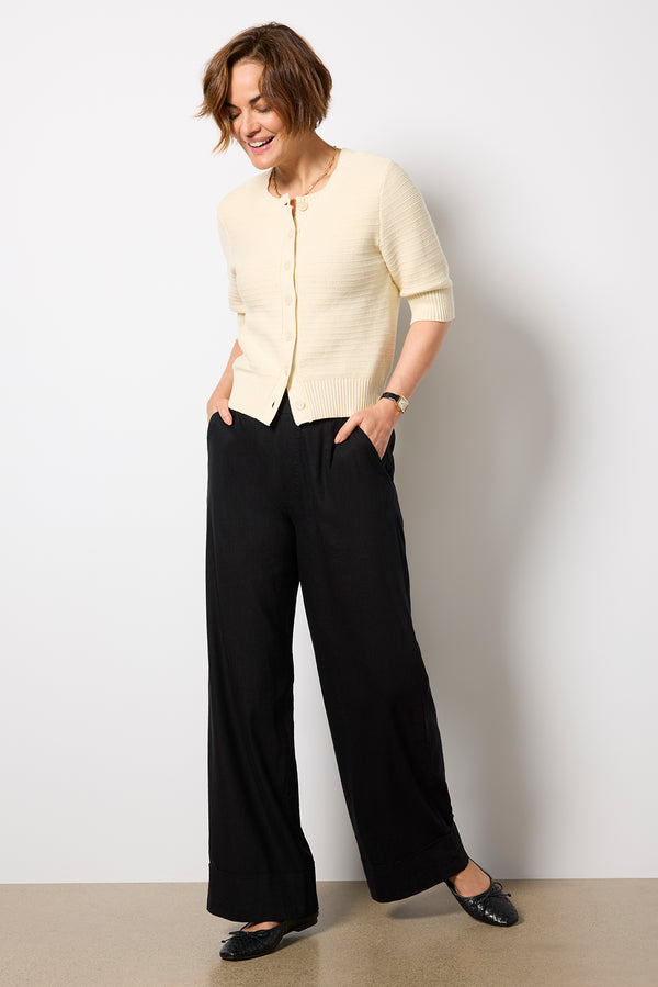 everve Textured Short Sleeve Cardi Muslin