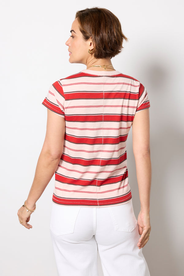 Everve The Slub Stripe Tee Pink/Redstripe