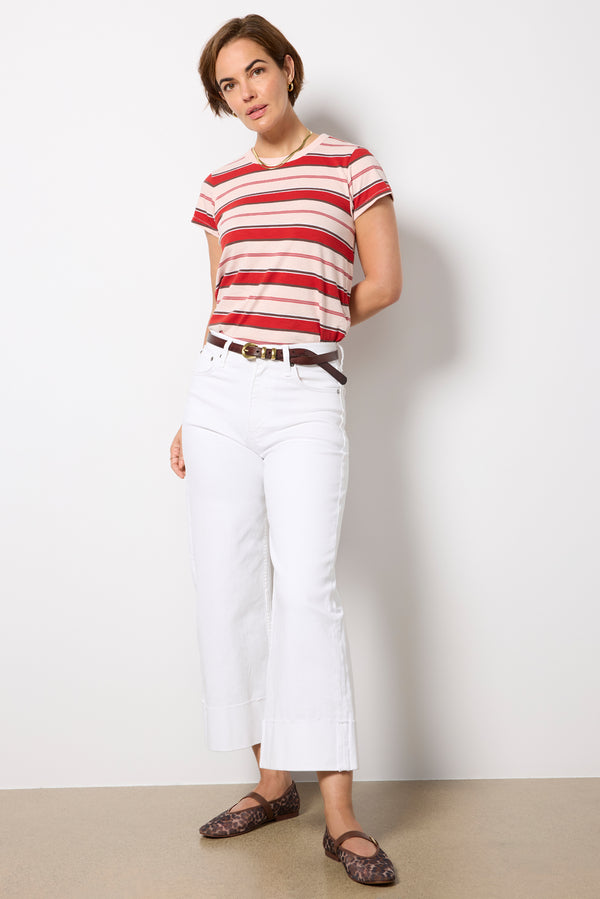 everve The Slub Stripe Tee Pink/Redstripe
