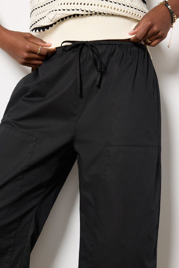 Everve Theo Poplin Pant Noir