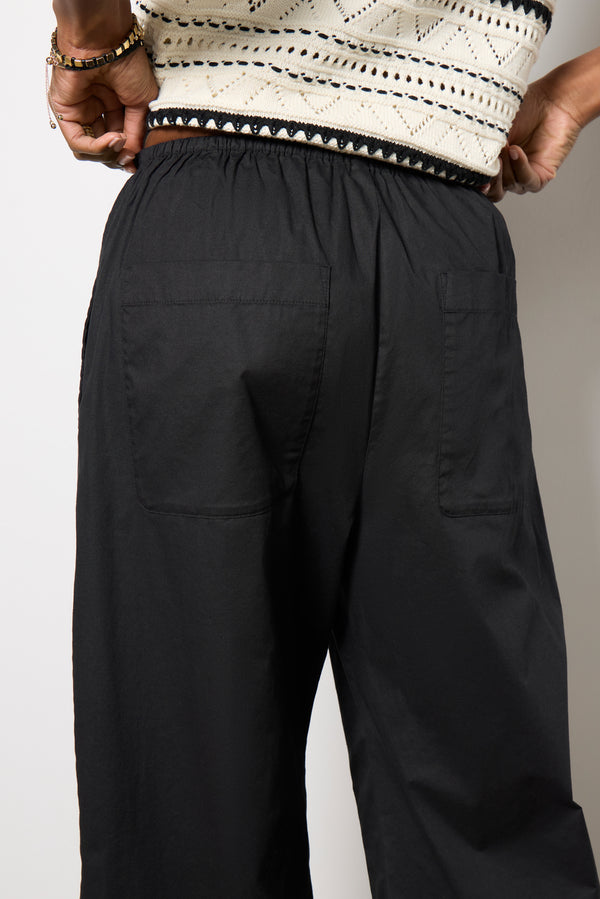 Everve Theo Poplin Pant Noir
