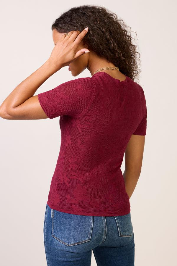Everve Tibi Crew Neck Tee Burgundy