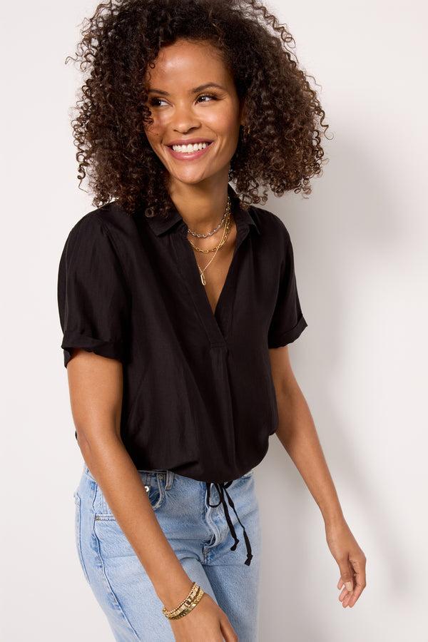 Everve Tie Waist Shirt Black