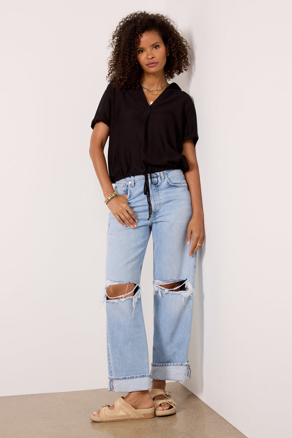 Everve Tie Waist Shirt Black