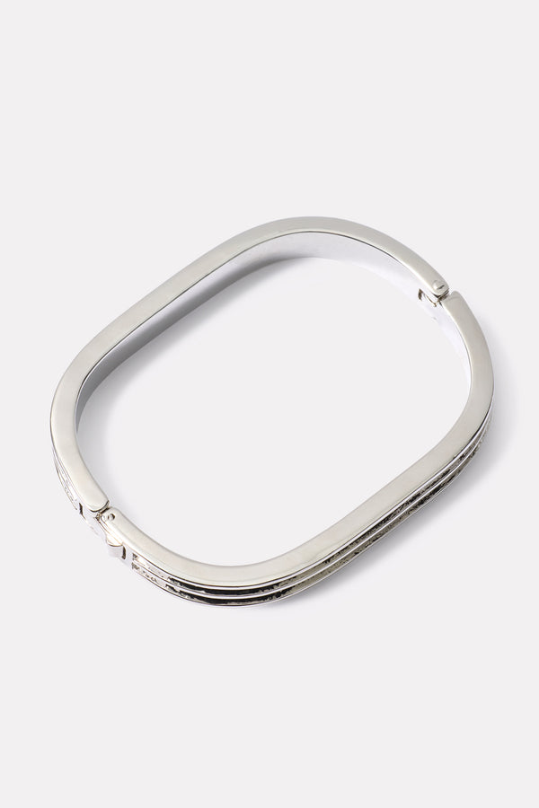 Everve Tribeca Ribbed Bangle Silver