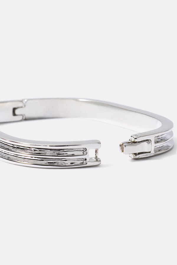 everve Tribeca Ribbed Bangle Silver