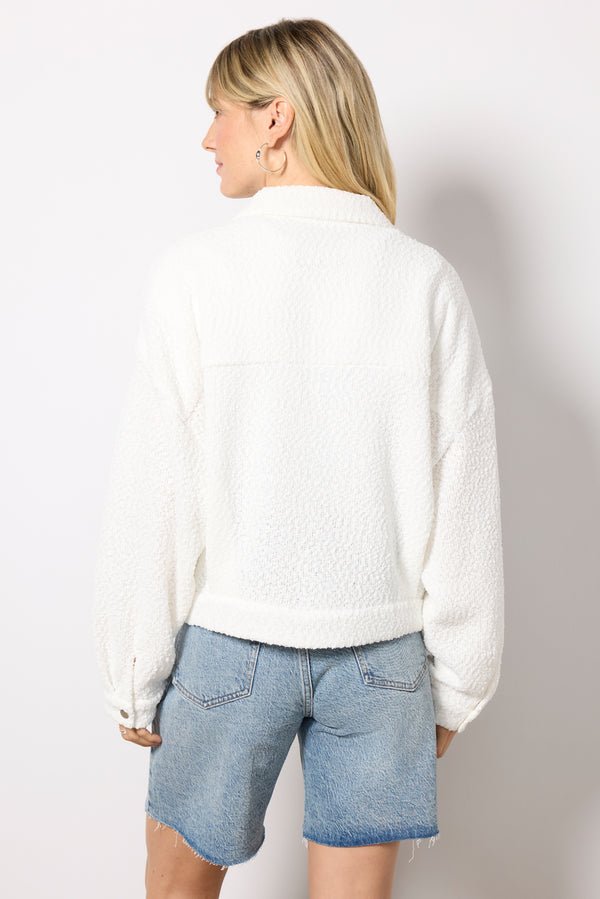 Everve Trimmer Knit Shacket Chalk