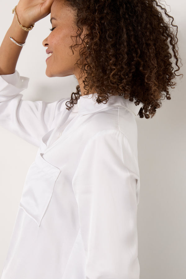 Everve Two Pocket Satin Shirt White