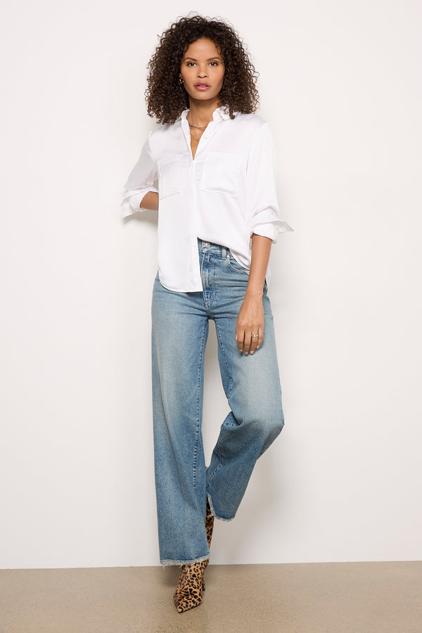 Everve Two Pocket Satin Shirt White