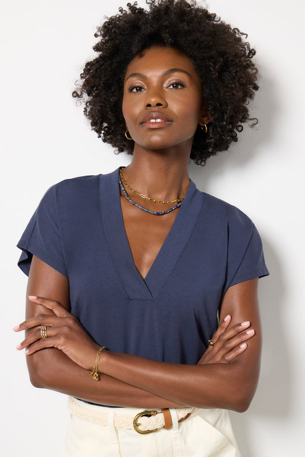 Everve V Neck Modal Tee Seaside