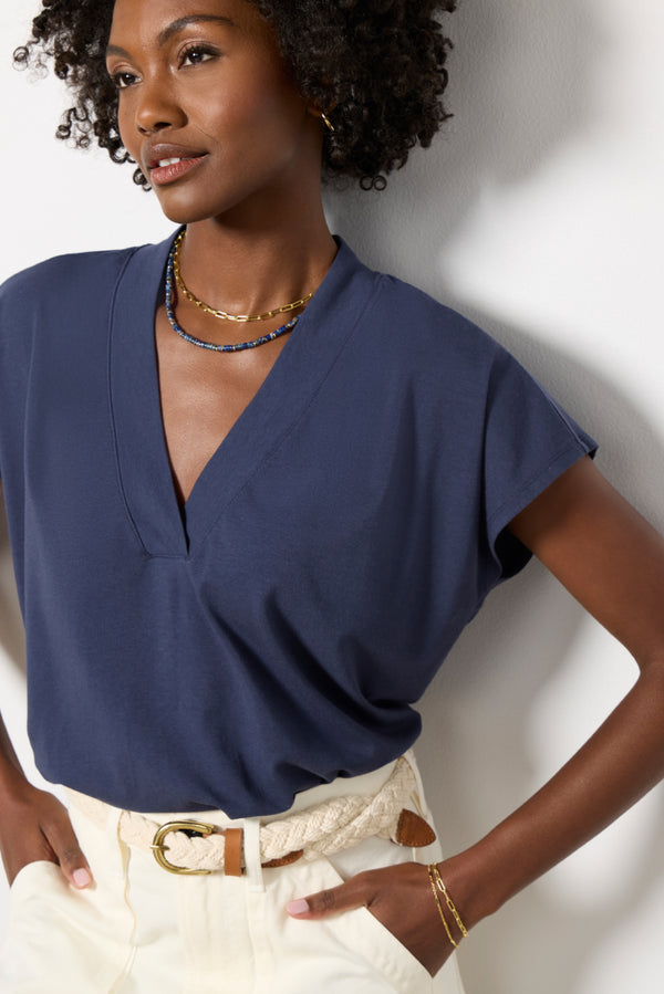 Everve V Neck Modal Tee Seaside