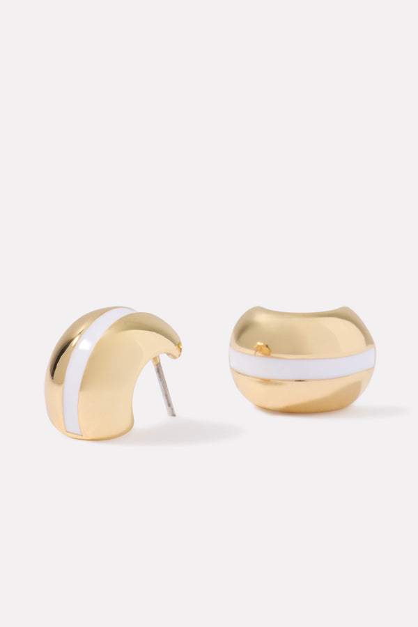 Everve Vanessa Button Earring Gold/White