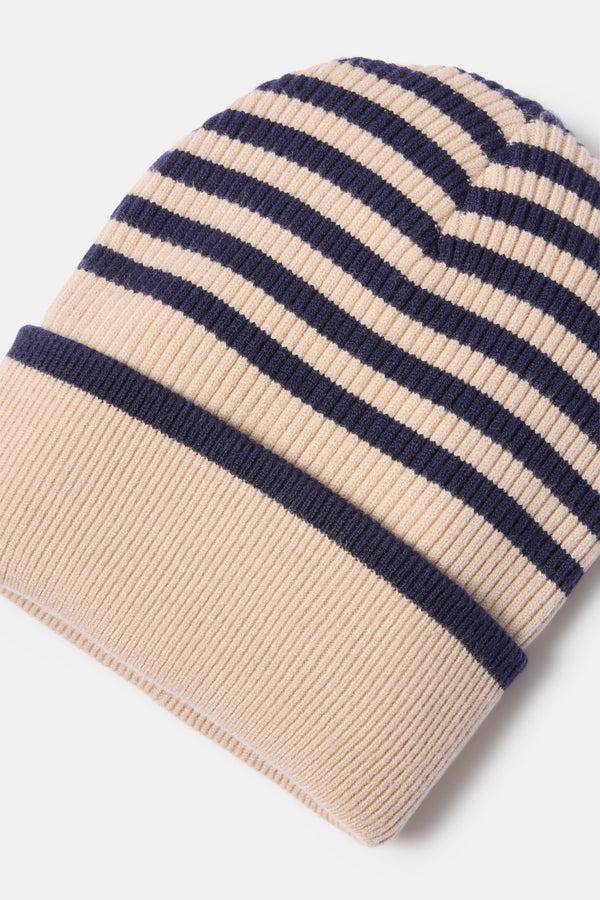 Everve Vermont Stripe Beanie Oat/Navy