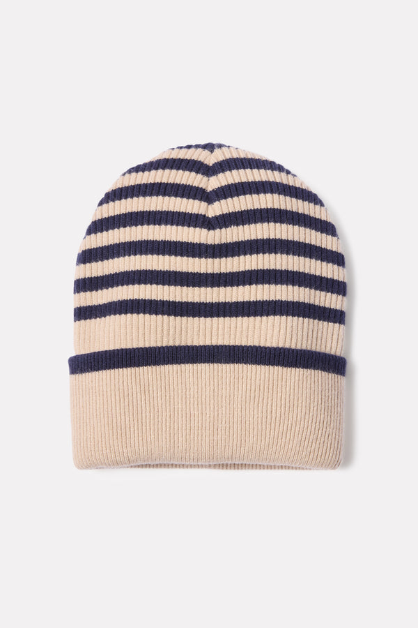 everve Vermont Stripe Beanie Oat/Navy