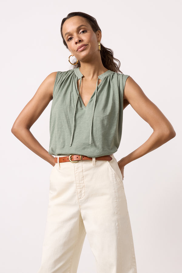 everve Via Tie Front Tank Seaspray