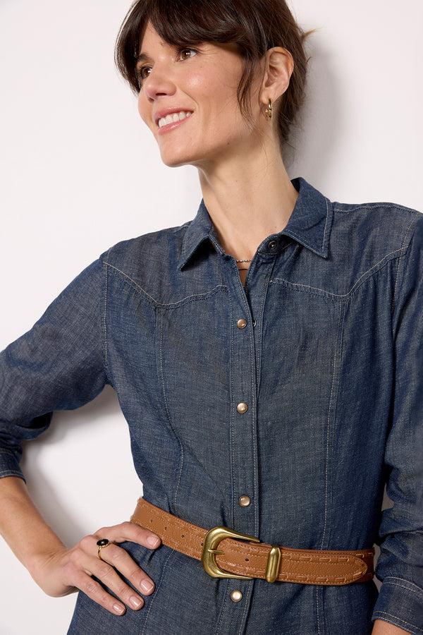 everve Western Yoke Shirt Dress Twilightdenim