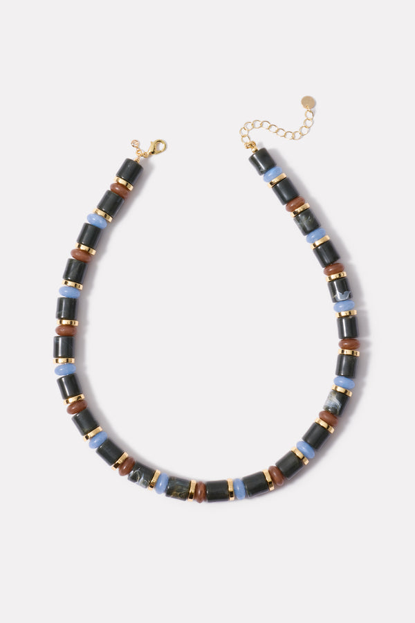 everve Winchester Stone Necklace Navy/Blue/Brown
