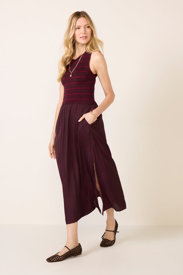 Everve Wrenly Midi Dress Winestripe