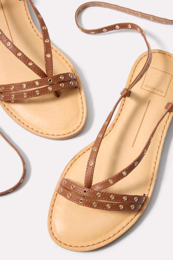 everve Wynton Studded Wrap Sandal Cognac