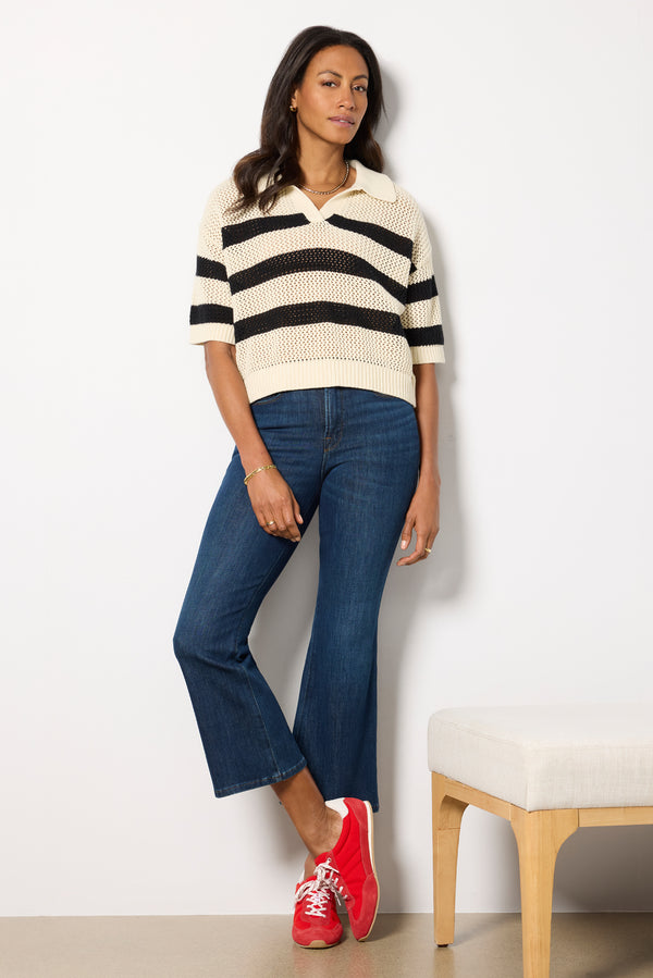 Everve York Open Weave Pullover Cream/Black