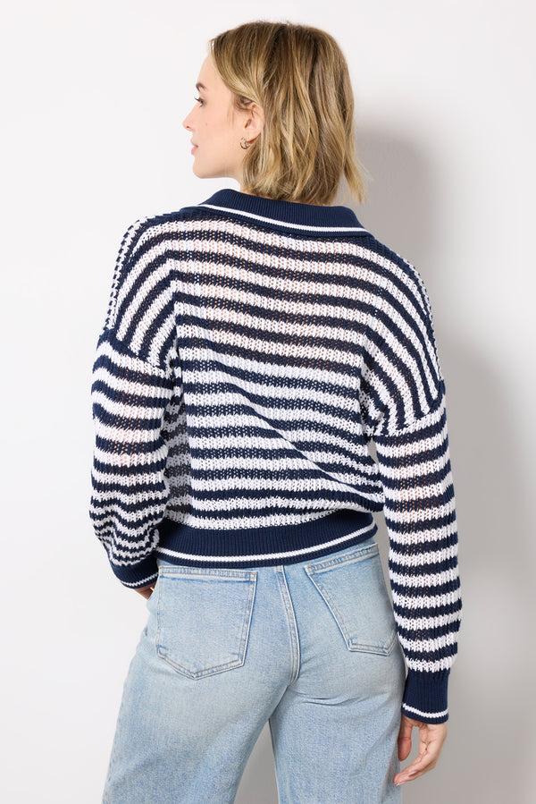 Everve Kimberly Stripe Tipping Pullover Darkbluemulti