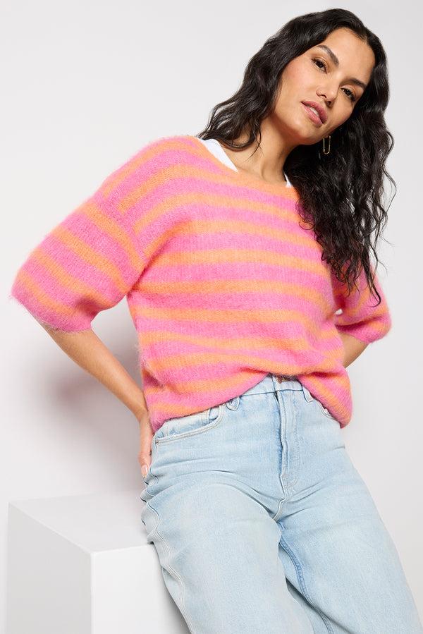 everve Nenybay Short Sleeve Pullover Orangerayehibiscus