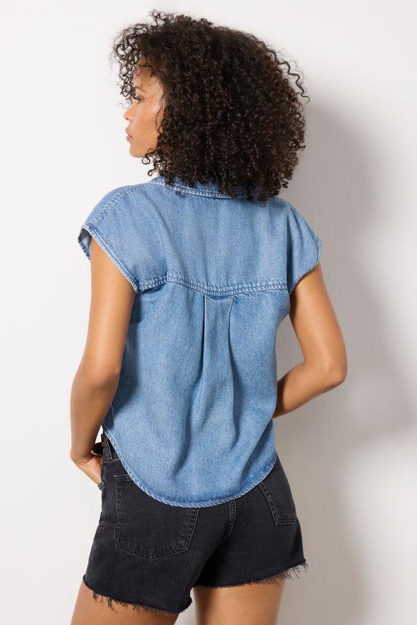 Everve Reworked Denim Short Sleeve Shirt Nighttideswash