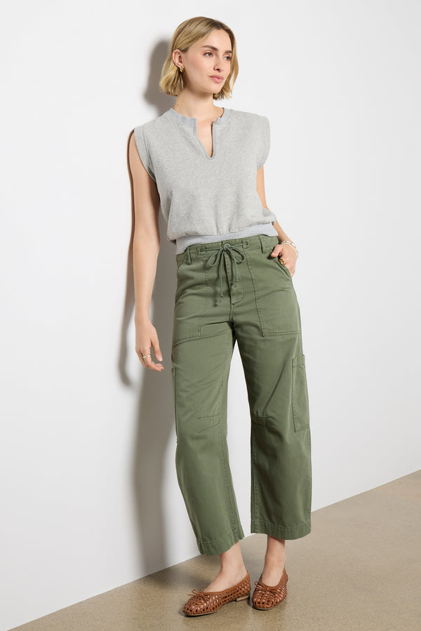 everve Sloane French Terry Split Neck Top Heathergrey