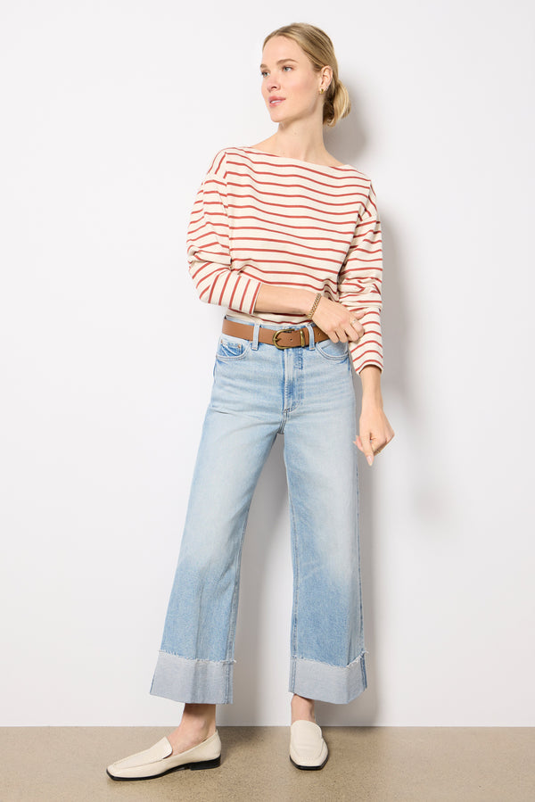 Everve Sport Jersey Boatneck Top Atlanticclaystripe