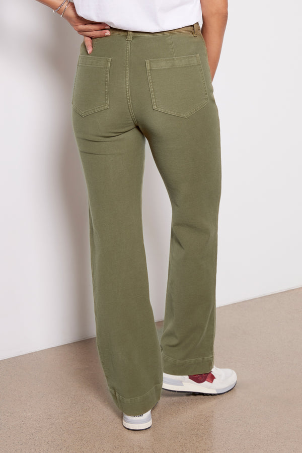 Everve Stretch Terry Patch Pocket Pant Militaryolive