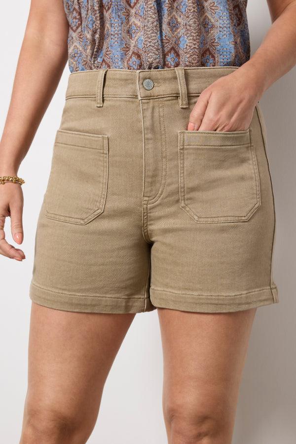 Everve Stretch Terry Patch Pocket Short Desertkhaki